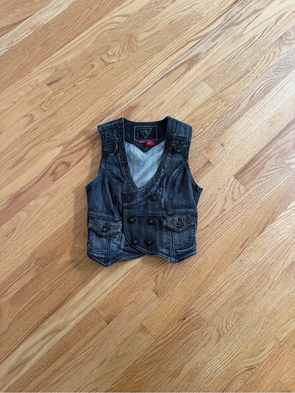 Guess denim vest y2k vintage sparkles